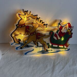 Santa Sleigh & Reindeer LED Window Light Decoration Christmas Holiday